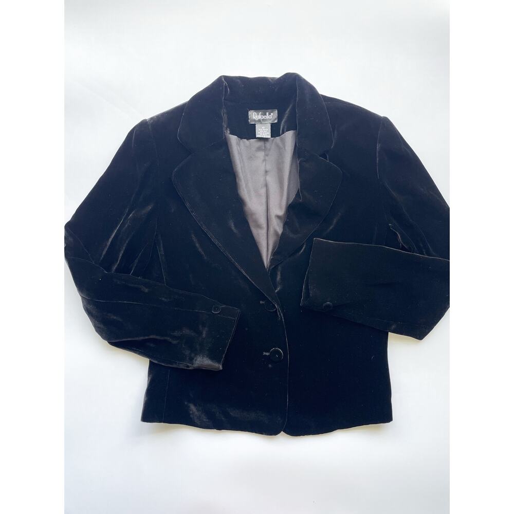 NWT Vintage Rafaella Black Velvet Two Button Blazer Size 10